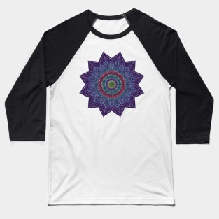 Purple Glitter Star Mandala Baseball T-Shirt